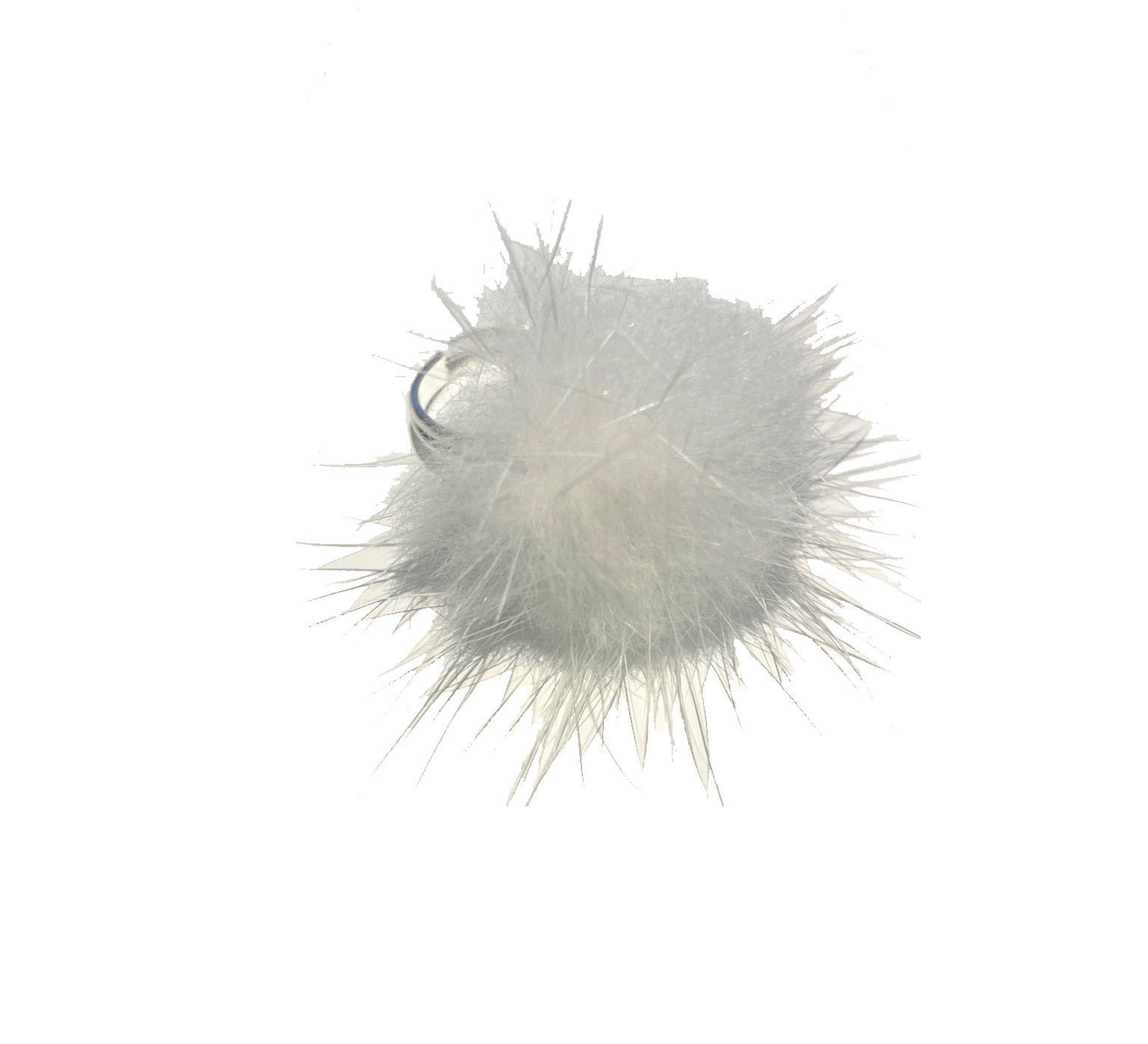Fur pom pom ring white