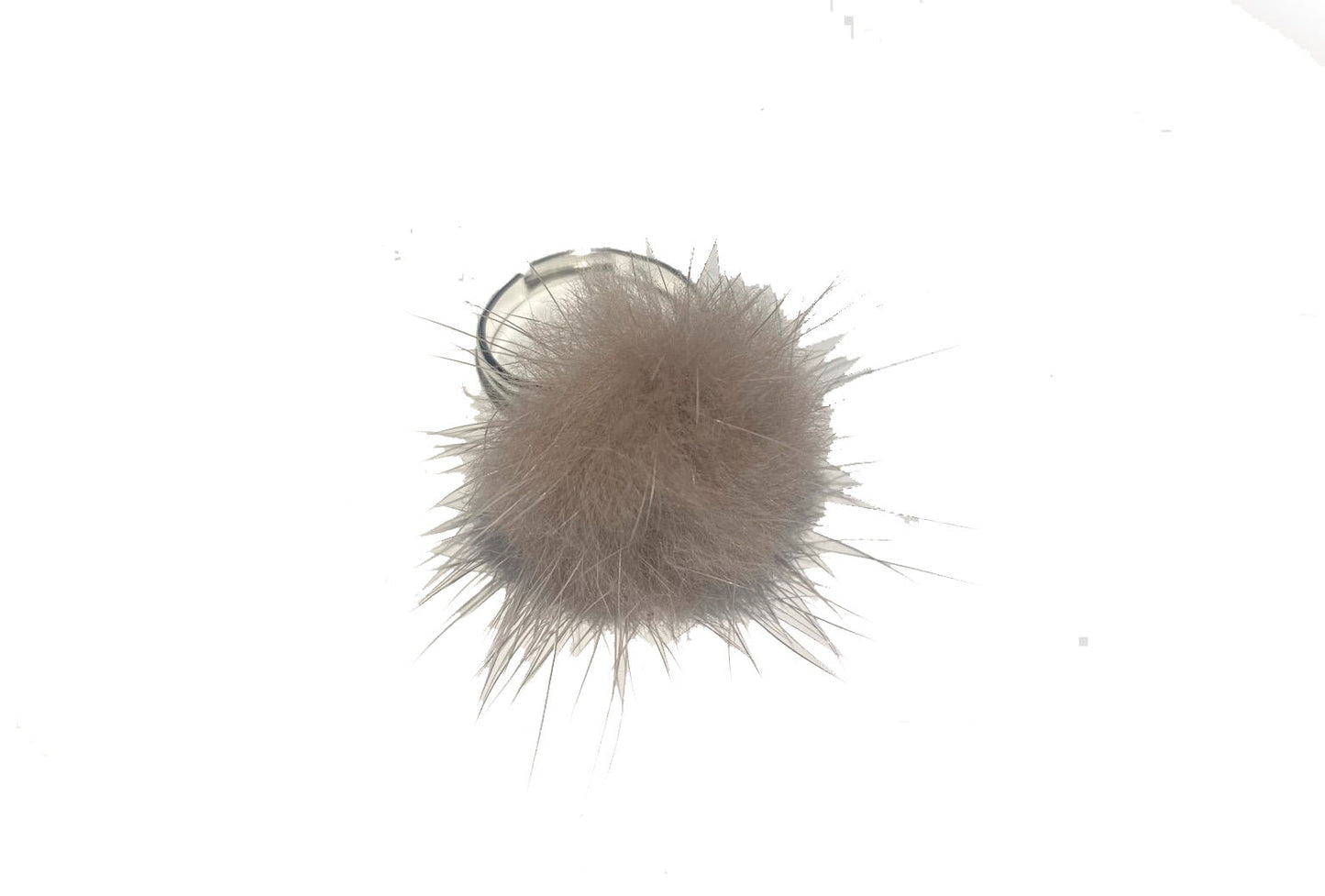 Fur pom pom ring beige