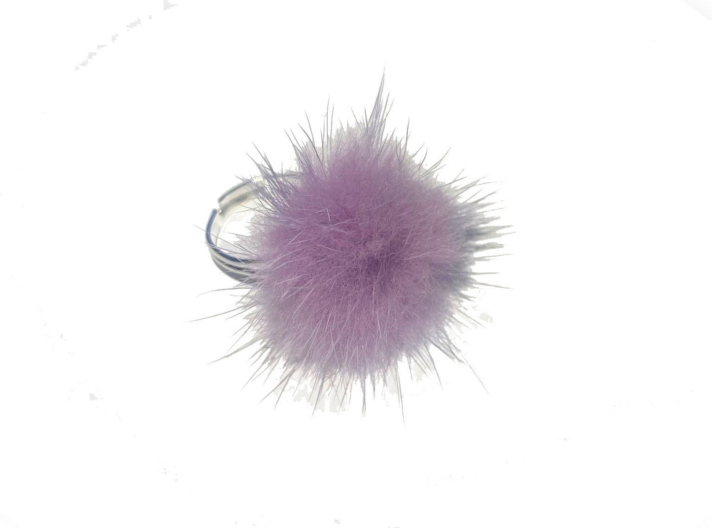 Fur pom pom ring lilac