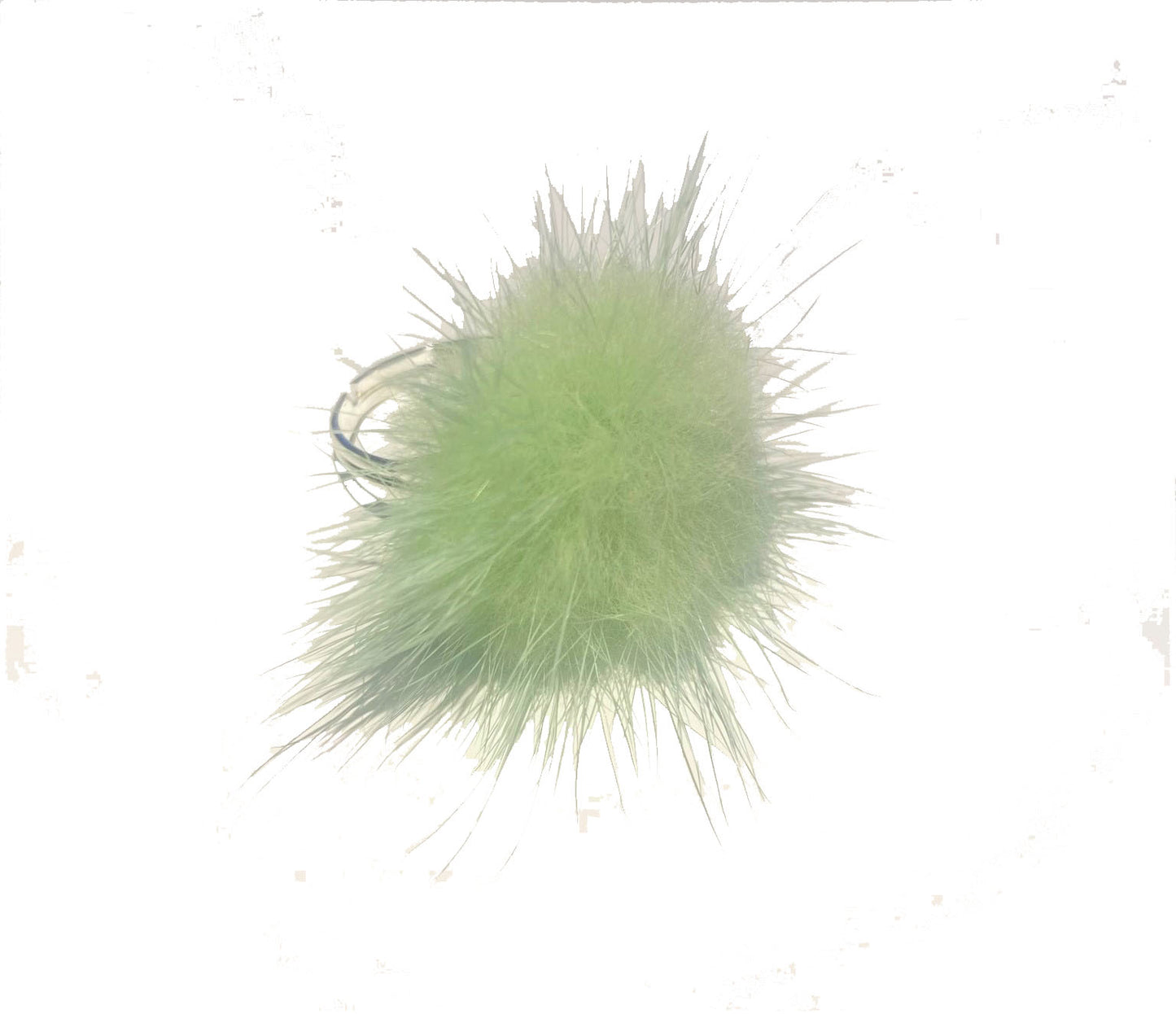 Fur pom pom ring mint green