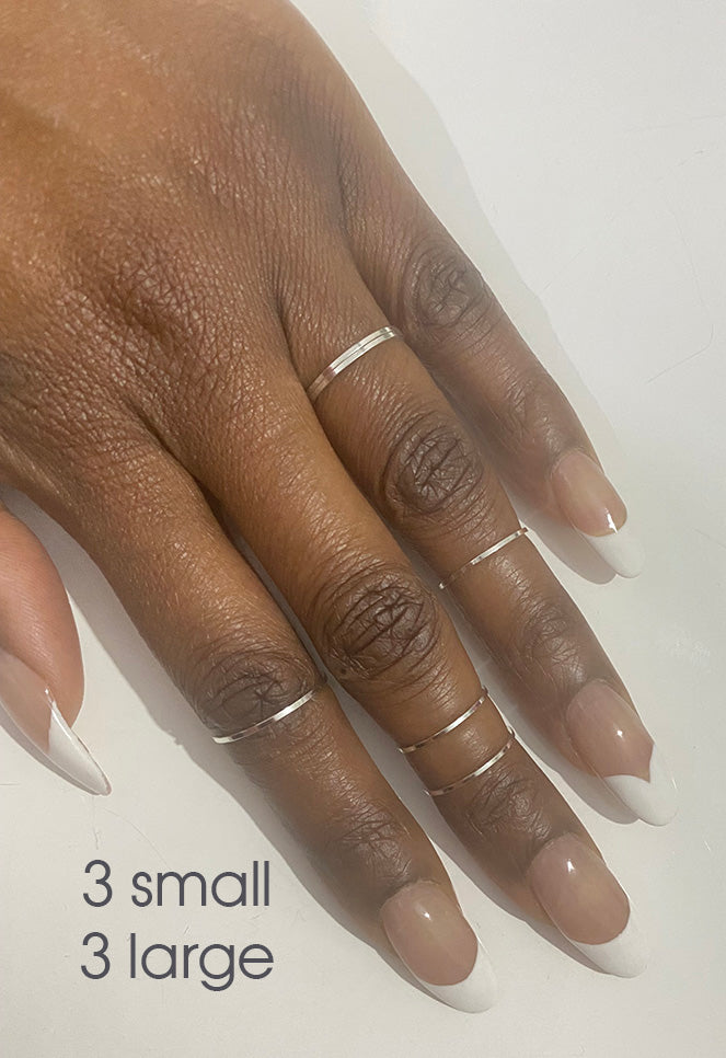10 Thin small dainty midi rings silver tone plated set of 10 rings