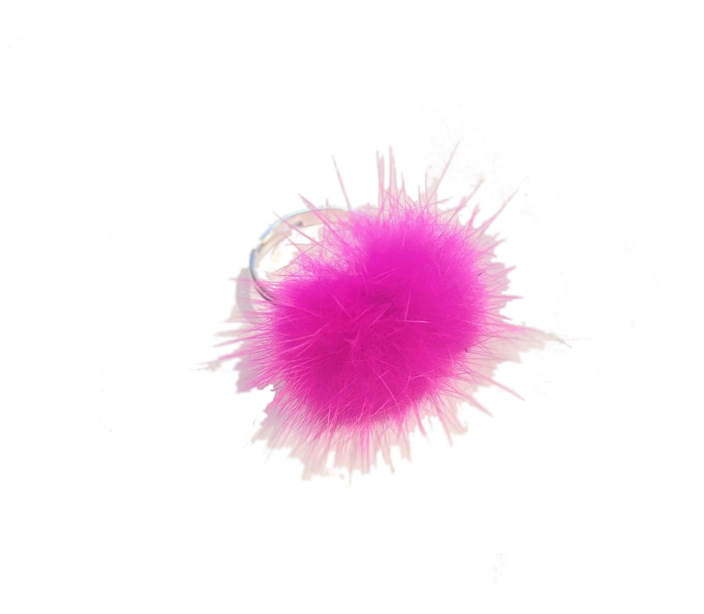 Fur pom pom ring hot pink